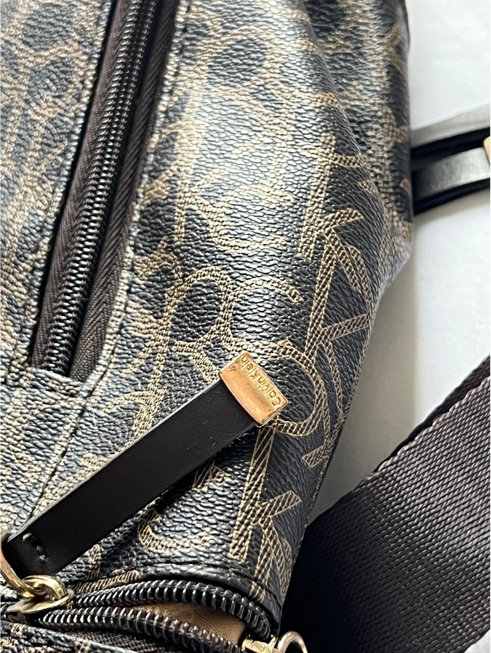 Calvin Klein Monogram Brown Mini Backpack - Picture 4 of 7